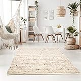 Taracarpet Handweb-Teppich Oslo Wolle im Skandinavischem Landhaus Design Wohnzimmer Esszimmer Schlafzimmer Flur Läufer beidseitig verwendbar 120x170 cm Sand Multi