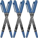 UKCOCO 6 Stück Tattoo Markierungsstift Wasserfester Augenbrauen Marker mit 0,6mm Feiner und 1,2mm Breiter Spitze Blau für Präzises Microblading und Tätowierungspositionierung