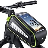 Lamicall Fahrrad Rahmentasche, Fahrradtasche Rahmen - [2023 Innovative Reißverschlüsse] Handytasche Fahrrad Wasserdicht, 1,8L Oberrohrtasche mit TPU Touchschirm für Smartphone bis zu 7 Zoll