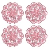 Runde Häkeldeckchen, Vintage-Spitze, rustikaler Stoff, Tischdeckchen, Küche, gestrickte Tischsets, dekorativ, gewebte Untersetzer, Retro, handgefertigte Untersetzer für Geburtstagsparty, Rosa, 4 Stück