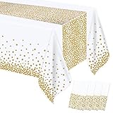 MOKANI Einweg Tischdecke, 4 Stück Tischdecken Geburtstag, Wasserdicht Tischdecke Bierzeltgarnitur, Rechteckig Tischtuch Geeignet für Party, Weihnachten, Hochzeit, 137 x 274 cm, Gold