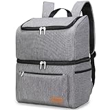 Lifewit 21L, isolierter Kühltasche, Thermo Lunchtasche, Kühlrucksack, auslaufsichere Doppeldecker-Kühltasche für Männer, Frauen, Mütter für Lunch, Picknick, Einkaufen, Reisen, Grau
