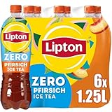 LIPTON ICE TEA Zero Peach – Zuckerfreier Eistee mit Pfirsich Geschmack , EINWEG (6 x 1.25 l)