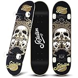 Sefulim Skateboard Mädchen Skateboard Erwachsene - No Rules Skateboard Komplett Mit ABEC-7 Kugellager und 95A Rollenhärte Stabil PU-Rollen (Schwarz)