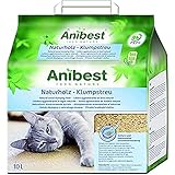 Anibest Katzenstreu, klumpendes Einstreu-Granulat für Katzen, 100 % natürliche & geruchsbindende Streu, saugstarke & nachhaltige Klumpstreu fürs Katzenklo, leicht dosierbar, 4,3 kg/ 10 l