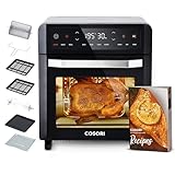 COSORI Heißluftfritteuse 12L, 11 Mutifunktionen, Dörren, Gären Funktion, Duale Heizung, Sichtfenster, Airfryer XXL, Heißluftofen, Minibackofen, Rezeptbuch, 7 Zubehör, 220℃