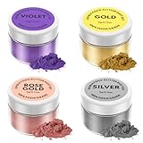 Essbarer Glitzer set 4 x 5g, Jelife Glitzerpulver für Getränke Lebensmittel Glitzer 4 Farbenset Glitzerpuder Backglitzer für Schokolade, Erdbeeren, Cupcakes, Osterkuchen, Fondant, Getränken