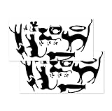 Katzen-Aufkleber, Wandaufkleber, 2 Blätter, Schalter, selbstklebend, kreativ, wasserdicht, niedlich, Katze, Maus und Fisch, Wanddekoration, Schwarz