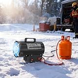 Suusolny Gasheizgebläse 10 kW – Mobiler Gasheizer & Gasheizung mit Piezozündung, IPX4 Wasserschutz, Profi-Heißluftgebläse für Baustelle, Werkstatt, Garage & Lagerhalle