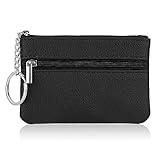 simarro Kleines Portemonnaie Damen Mini, Leder Mini Geldbörse Damen Klein Mini Portemonnaie Damen Münzbeutel Portemonnaie PU Geldbeutel Coin Purse Wallet mit Schlüsselanhänger(Schwarz)