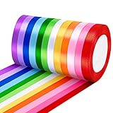 12 Farben Geschenkband, 10mm x 22m Polyester Satinband,...