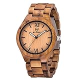 MUJUZE Herren Analoge Quarz Armbanduhren mit Akazienholz Band und Leuchtendem Zeiger ME1001Acacia Wood