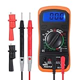 Proster Mini Digitaler Multimeter 2000 counts Auto Bereich Voltmeter Ammeter Ohmmeter DMM DC Strom Spannung Widerstand Diode Durchgang mit Buzzer ung LCD Hintergrundbeleuchtung