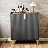 HOLTICO Weinschrank mit Weinregalen für 9 Flaschen, Barschrank Moderne Kaffeetresen-Schrank, Alkoholschrank Flaschenregal Holz, Sideboard-Buffetschrank für Bar, Küche, Esszimmer, Wohnzimmer