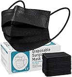 Rouisg Schwarz Medizinisch Masken für Erwachsene TYP IIR 3 lagig CE Zertifiziert, OP Maske 100 Stück Universaldesign, Einwegmasken Mundschutz Mund Nasen Schutzmaske