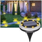 Solare Bodenleuchten, Wasser Proof Solar Garten Lichter LED Solar Lichter Unterirdisch Begraben Garten Straße Outdoor Wandleuchte 8LED Landschaftsdekoration (Farbe : Warm light, Größe : 4PCS)