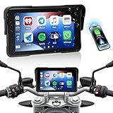 CAMECHO 5 Zoll Motorrad Carplay Navi Bildschirm mit Drahtlosem Carplay Android Auto IP68 Wasserdichter Navigationsgeräte, HD Touchscreen Bluetooth Display für Motorräder 12V mit Android Cast Airplay