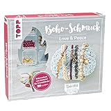 Boho-Schmuckset Love & Peace (Dunkelrot/Grau): Anleitung und Material für 5 Armbänder im Boho Look zum Selbermachen. Bänder, Biegeringe, Perlen und Anhänger. Nickelfrei