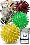 HELDSON® Premium Massageball Set [3 Härtegrade]- Igelball Fußmassage hart, weich - Noppenball - Igelbälle klein - Faszienball Rücken - Massage Ball Faszien - Massageball Fuß - Stachelball Noppen