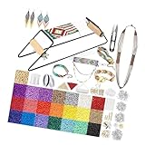 Uqezagpa Perlen-Bastelsets mit Perlen und Zubehör, Perlenwebrahmen, Armband, Perlenzubehör, Schmuckherstellung