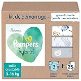 Pampers - Harmony Hybrid Starter Pack, 3 waschbare Windeln + 25 Einweg-Oberschichten - 1 Packung