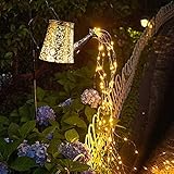 Solar Gießkanne Lichter Gartendeko Lichterketten Außen Wasserdicht Duschlicht - Fairy LED Solarleuchten Art Metall Vintage Deko Lampe für Yard Balkon Garden Path Lamp(with Bracket)