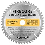 Firecore Kreissägeblatt 160 × 20 mm, 48-Zahn-Stahlschneidblatt, geeignet zum Schneiden von Holz, Kunststoff und anderen Materialien, kompatibel mit Bosch, Dewalt, Makita usw - Sägeblatt aus Hartmetall