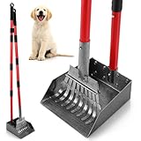 Ormalla Hundekotschaufel, Hundekotsammler Aus Edelstahl Für Große, Mittelgroße Und Kleine Hunde, Abnehmbares Metallrechen Und Tablett Für Garten, Gras, Erde Oder Kies - Rot