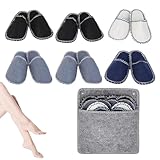 Qikam Gästehausschuhe,Hotelhausschuhe Großpackung - 6 Paar rutschfeste Filzhausschuhe für den Innenbereich | Unisex-Slipper-Set mit Aufbewahrungstasche, Reise-Slipper, große Hausschuhe für Spa,