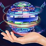 Fliegender Ball Spielzeug, Hover Ball Mini Drohne Flying Orb Boomerang UFO Ball mit 360 ° Drehbaren RGB LED Leuchten Magische Spinnerin Geschenke für Kinder Erwachsene Indoor Outdoor,2023 Pro(Blau)