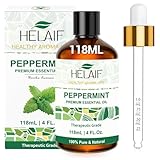 HELAIF Ätherisches Pfefferminzöl 118ml Reines Natürliches Minzöl für Aromatherapie, Massage, Hautpflege, Diffusoren & DIY-Projekte, Mit Pipette zur äußerlichen Anwendung