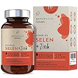 NaturRaum Selen + Zink Komplex Kapseln I 120 Extra kleine Kapseln I 200 mcg L-Selenmethionin + 15mg Zinkgluconat I hochdosiert für veganer & Vegetarier I ohne Magnesiumstearat