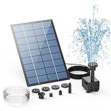 AISITIN Solar Springbrunnen 2.5W DIY Teichpumpe 2024 Upgrade mit 1.2 m Wasserleitung Solarbrunnen mit 6 Fontänenstile, schwimmender Fontäne Pumpe für Gartenteich, Vogel-Bad, Fisch-Behälter