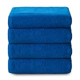 Top Towel - Plus - Badetücher - 4 Gesichts- oder Bidethandtücher - 30x50 cm - 100 % Baumwolle - Blau