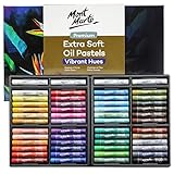 Mont Marte Extra weiche ÖlPastellkreide, 52 Stück, Verschiedene helle Farben, lebendig, Vielseitige Art Pastels zum Mischen, Schichten zum Schattieren, Ideal für Kunst, Handwerk, Färben und Skizzieren