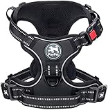 PoyPet Keine Pull Hundegeschirr Front Reflektierende Pet Weste für Hunde mit Einfache Kontrolle Griff und Rückseite perfekt für den täglichen Training, Walken, Running(Schwarz,S)