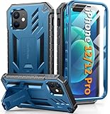 FNTCASE Für iPhone 12 Hülle: für iPhone 12 Pro Handyhülle mit Ständer Outdoor Hüllen 360 Grad Schutzhülle Stoßfest Sturzfest Panzerhülle mit Eingebautem Displayschutz Case 6,1 Zoll