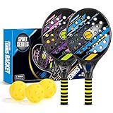Kinder-Strand-Pickle-Ball-Set – Strand-Outdoor-Spielspielzeug für Kinder und Erwachsene, Familie, 2 Set Strand-Tennis-Paddel mit 3 Premium-Pickleball-Bällen für Rasen und Hinterhof