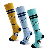 Lollisy Jungen Skisocken Kinder Winter Warme Socken für Jungen Mädchen Dicke Thermo Skaten Snowboard Schneesocken 3er Pack, Mix Snowboard 9222, 8-10 Years
