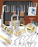 Eventronic 36+5 Pezzi Set Grimaldelli, [2024 Aggiungere Le Nuove Serrature Più Impegnative] Lockpicking Set con 5 Serrature Trasparenti, Manuale di Sblocco per Principianti e Fabbri Professionisti