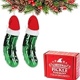 Weihnachtsgurke Christbaumschmuck 2er Set – mundgeblasenes Glas 9 cm – handgefertigt – Weihnachtsbaum Deko Tradition – Geschenkbox | Wichtelgeschenk