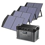 ALLPOWERS S2000 Tragbares Powerstation mit 4x 100W Faltbares Solarpanel, 1500Wh 2000W (4000W Spitzenwert) Power Station AKKU Solargenerator Mobiler Stromspeicher für Home Notfall Camping RV Reise