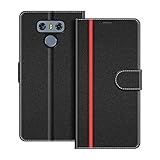 COODIO Handyhülle für LG G6 Handy Hülle, LG G6 Hülle Leder Handytasche für LG G6 Klapphülle Tasche, Schwarz/Rot