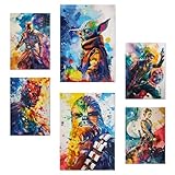 Nacnic 6er-Set Bunte Starwars Poster mit Designillustrationen zur Dekoration der Wände Ihres Zuhauses. Räume, Büro, Laden und Geschäft Format A3 und A4 Rahmenlos