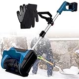 vnmudzeo Handschieber-SchneefräSe Zum Aufladen 2800 U/Min, Kabellose Automatische Schneeschaufel 15 cm Reinigungstiefe Und 8 M Wurfweite, Mit Zusatzgriff,Brushedmotor-1Battery