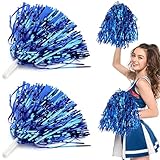 2 Stück Cheerleader Pompons, Cheerleading Captain Pompons für Den Sport Pom Poms Cheerleading, Pom Poms aus Metallfolie (Blaue)