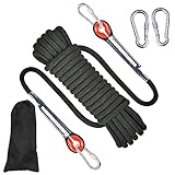 Kletterseil Sicherheitsseil 10m, Outdoor Kletterseil 8mm, Statisches Sicherheits Kletterseil, Klettern Sicherheitsseil, Nylon im Freien Rettungsseil Hochfestes Seil mit Karabiner für Campin Wandern