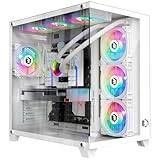 EMPIRE GAMING - (2024 Neu) Gamer PC-Gehäuse CM-242 – ARGB Medium Tower ATX, Micro-ATX und ITX – 7 Lüfter 120 mm 3 Pins 5 V LED RGB Adressierbar – MB Sync – Mid Tower weiß