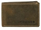 J.Jones - Herren Mini Geldbörse - Slim Wallet - Echt-Leder - RFID-Schutz - Used Optik - Antik Braun (10 x 6,5 cm)