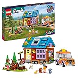 LEGO Friends Mobiles Haus, Camping-Spielzeug mit Auto, Tieren und Mini-Puppen Leo, Paisley & Liann im Wald, Geschenk zum Geburtstag aus der Serie 41735